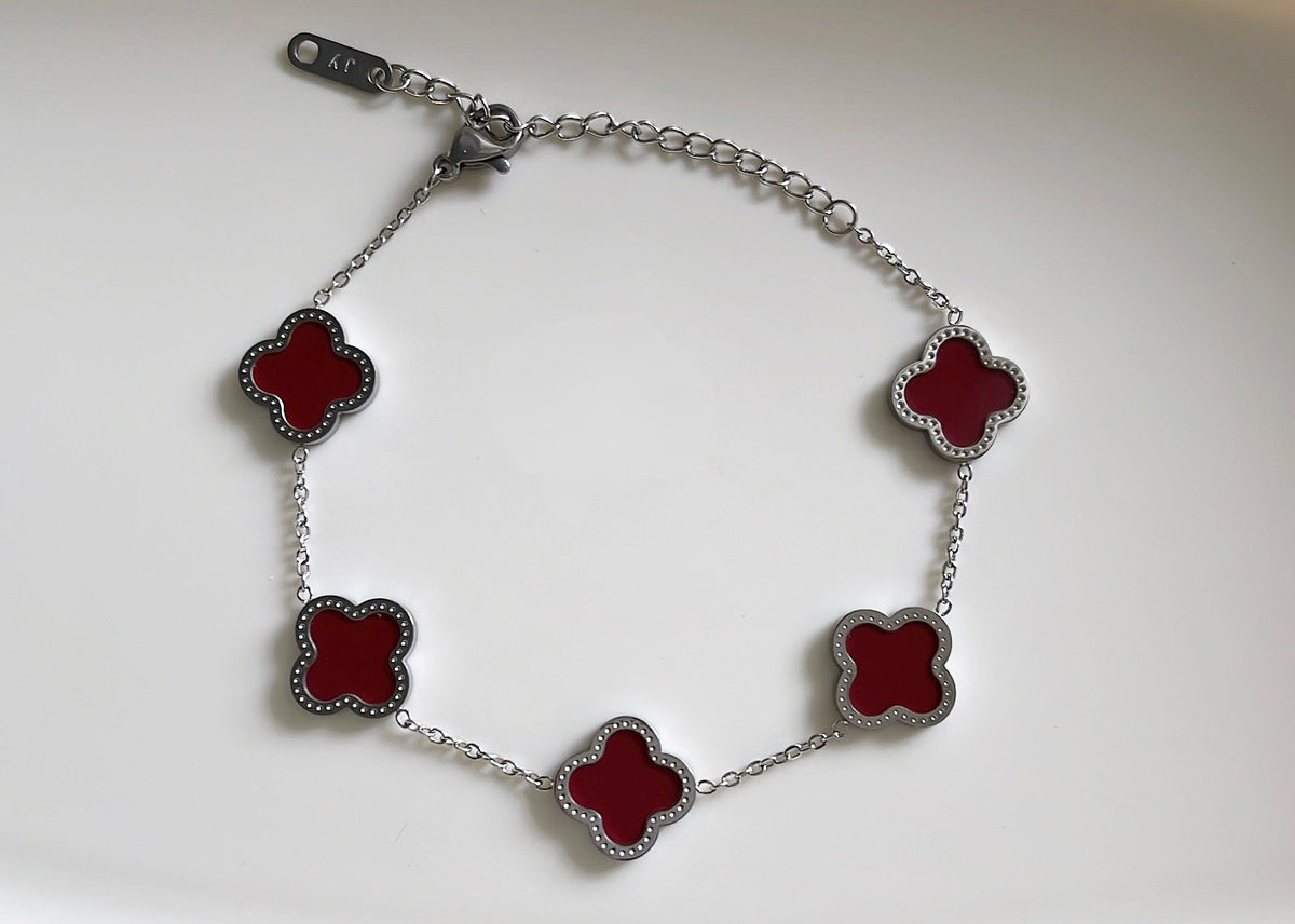 Armband | Rubin Glücksklee