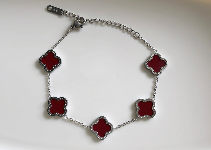 Armband | Rubin Glücksklee