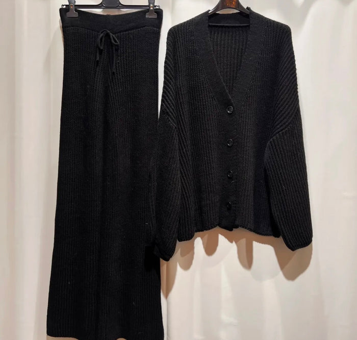 Zweiteiliges Strick-Set | Schwarz