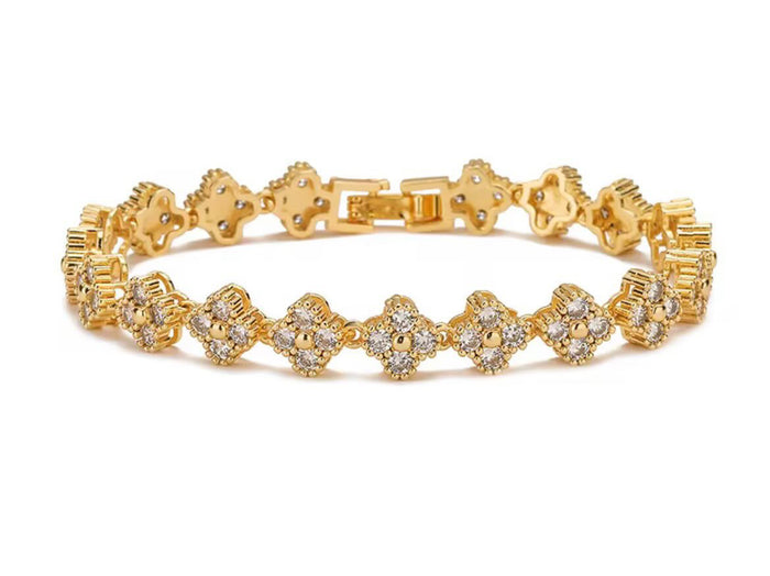 Glitzerndes Kleeblatt Armband | Gold
