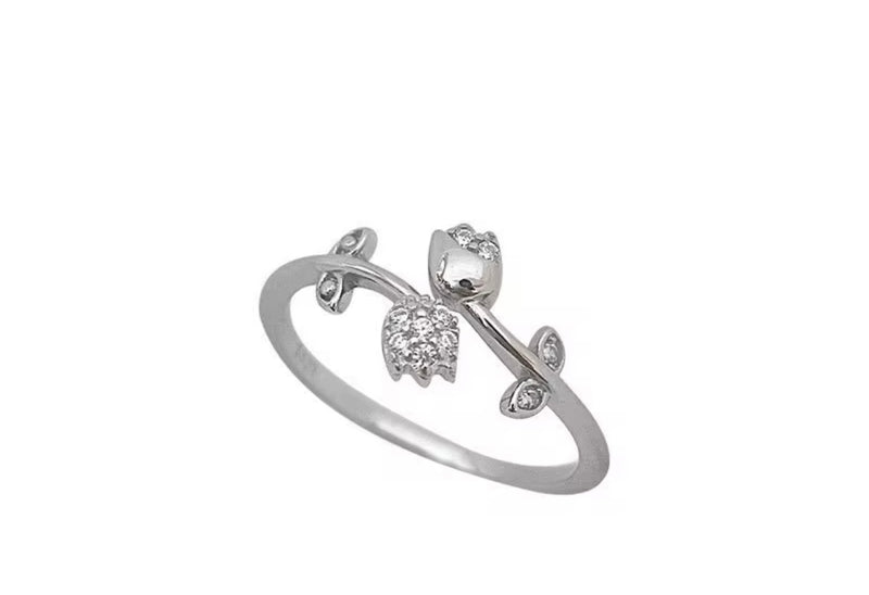 Verstellbarer Ring - Rosenblüten 925 Sterling Silber