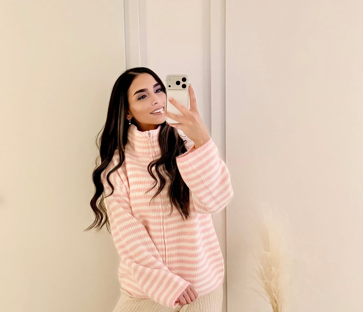 Cloud Stripe Zipper - Rosa