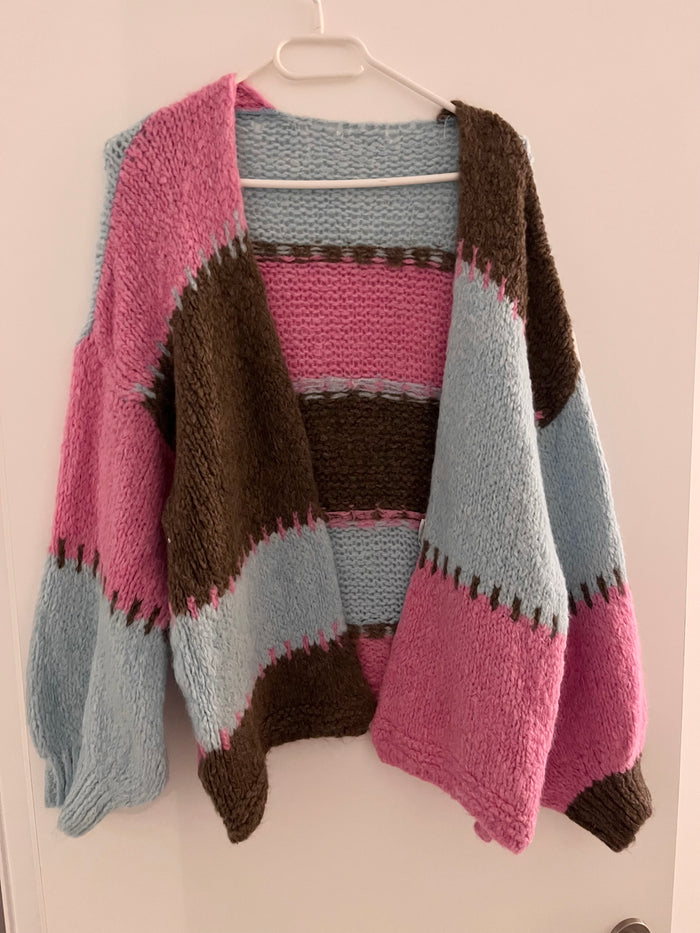 Strickjacke im Colorblock-Stil – Blau
