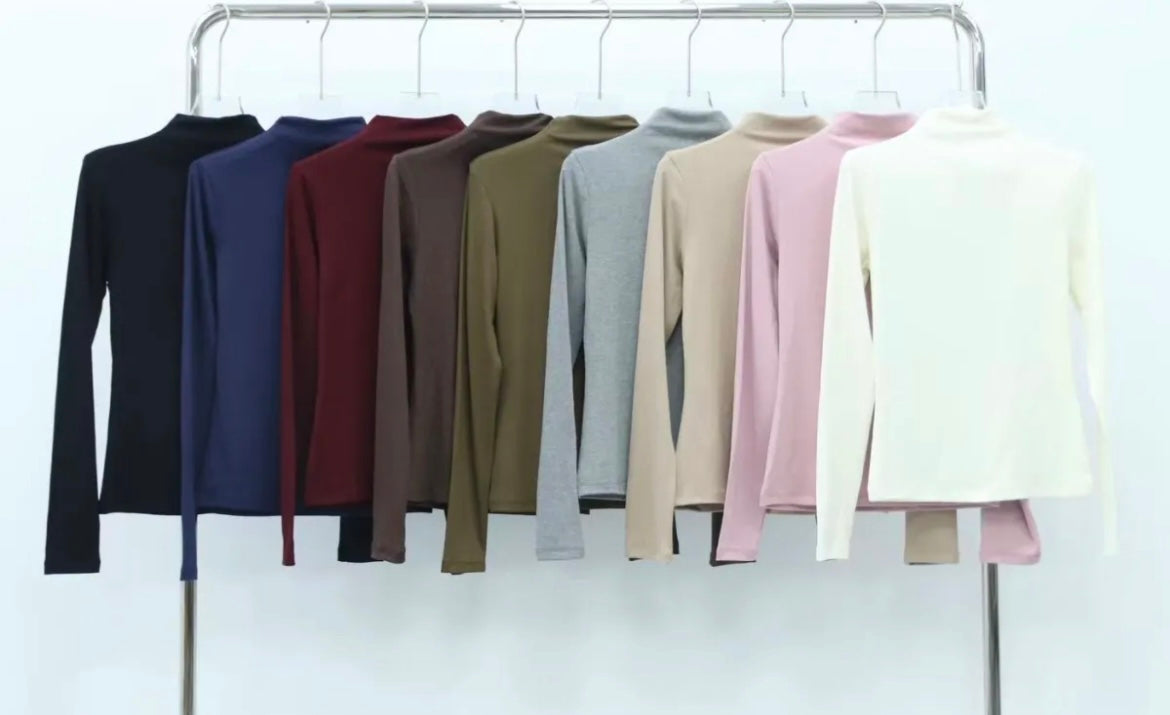 Basic Stretch  – Langarmshirt mit Rollkragen | Verschiedene Farben