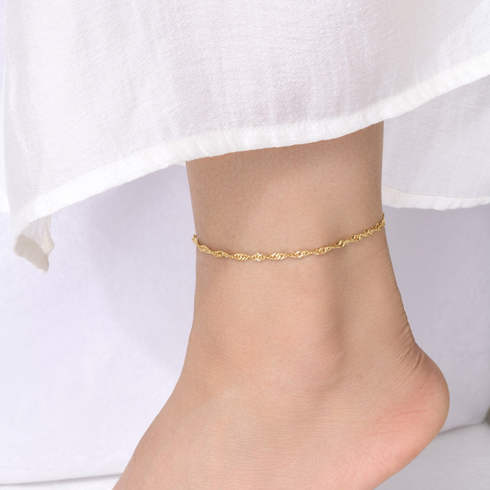 Fußkettchen – gedrehte Gliederkette in Gold
