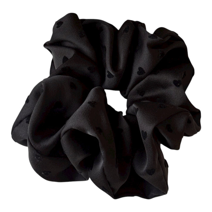 Scrunchie mit schwarzen Herzen | Schwarz