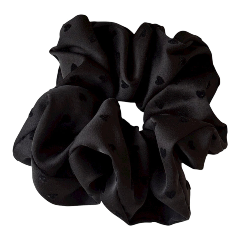 Scrunchie mit schwarzen Herzen | Schwarz