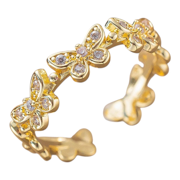 Verstellbarer Ring - Schmetterlingsreihe mit Zirkonia