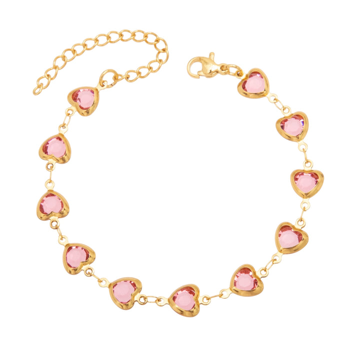 Armband | Herzreihe in gold/rosa