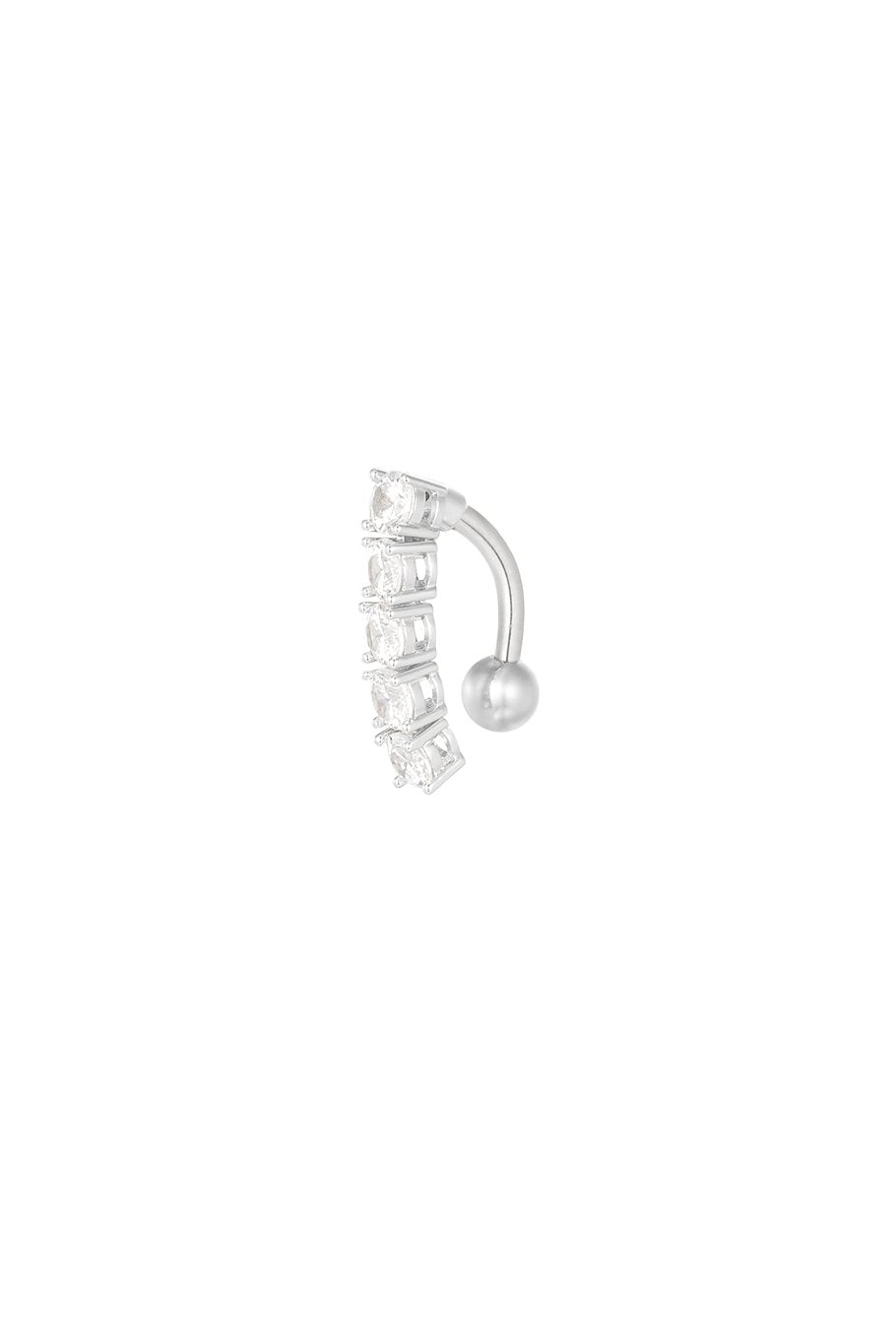 Bauchnabelpiercing mit Zirkonia-Steinen – Silber