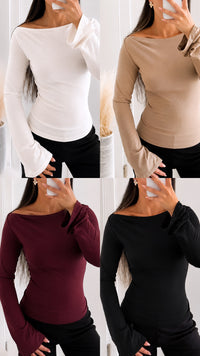 Basic Stretch  – Langarmshirt mit U-Boot Ausschnitt | Verschiedene Farben