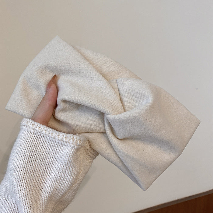 Weiches Stirnband mit Knoten - Creme