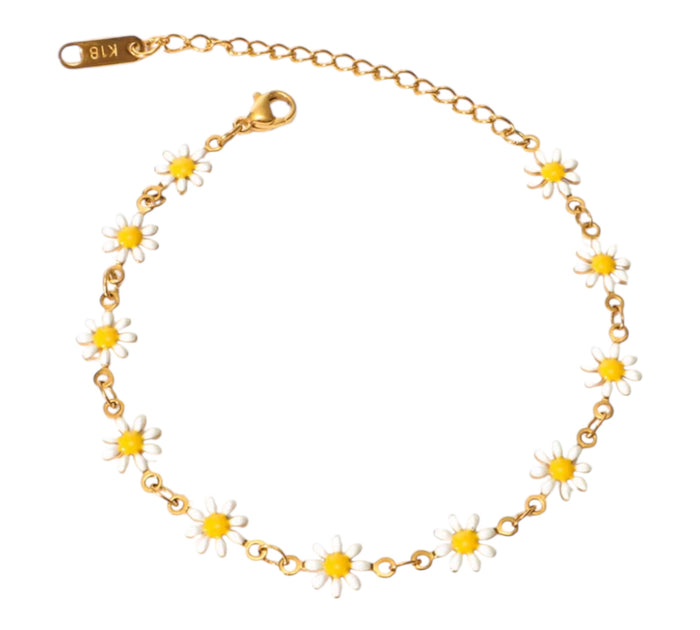 Goldfarbenes Armband mit Gänseblümchen