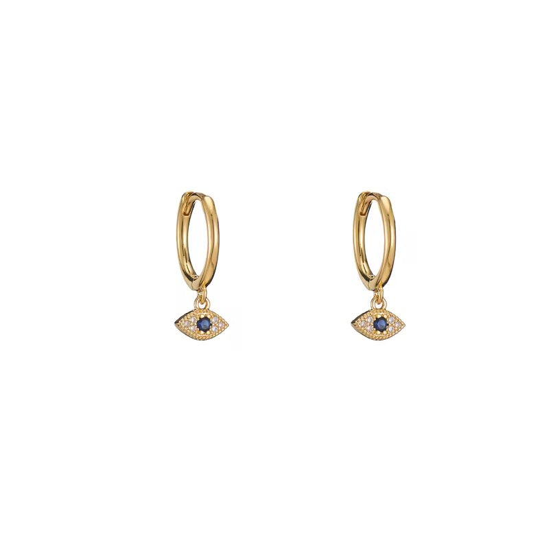 925 Sterling Silber Creolen mit Evil Eye Anhänger – Zirkonia