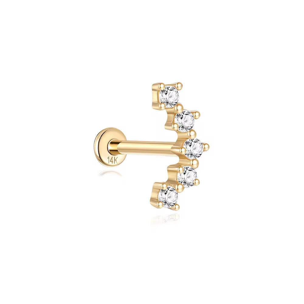 Piercing Ohrschmuck – Zirkonia Helix & Tragus Stecker Gold