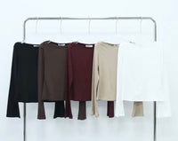 Basic Stretch  – Langarmshirt mit U-Boot Ausschnitt | Verschiedene Farben