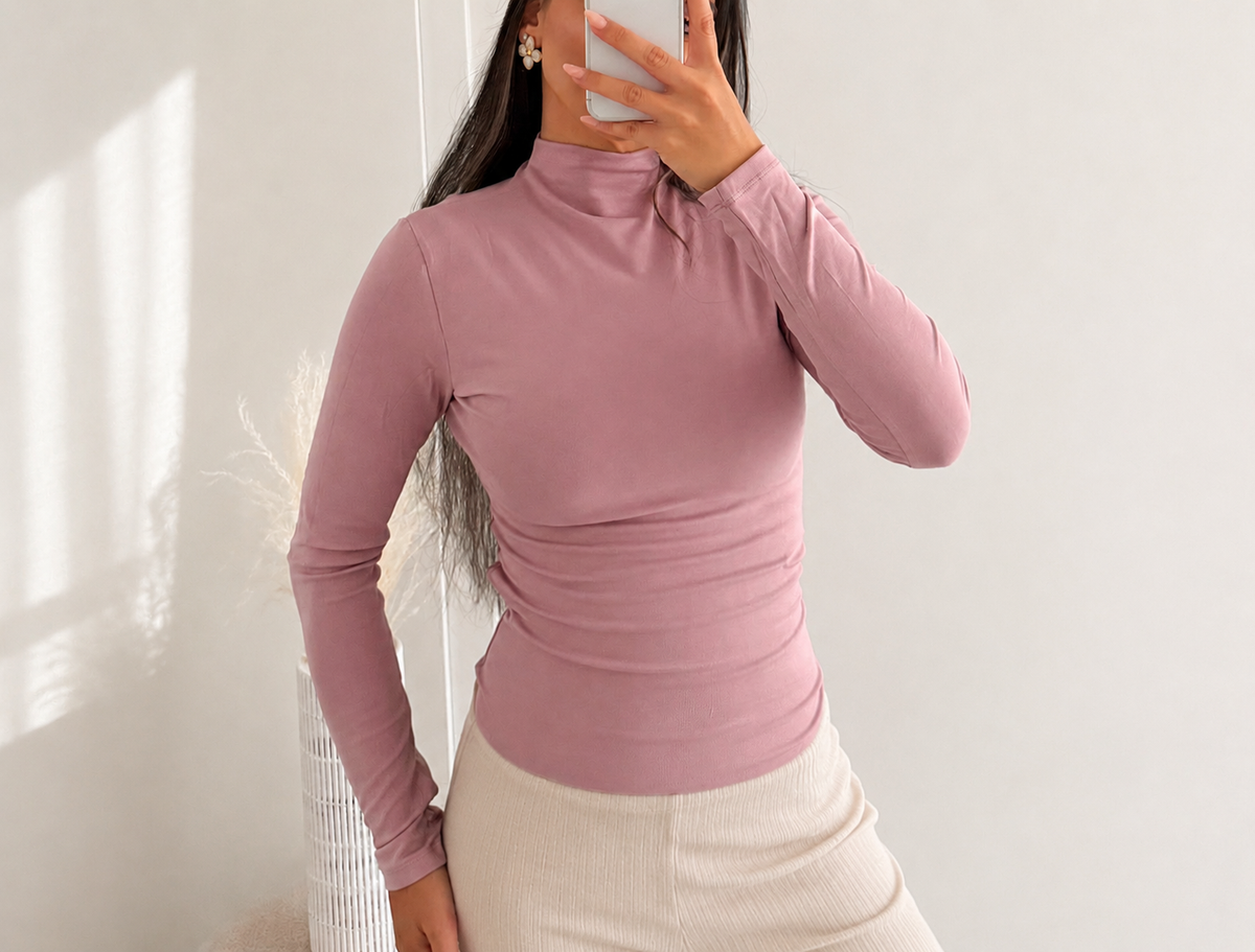 Basic Stretch  – Langarmshirt mit Rollkragen | Verschiedene Farben
