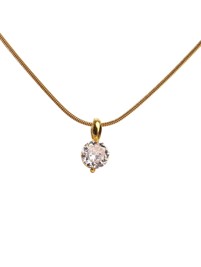 Halskette mit Zirkonia-Anhänger | Gold