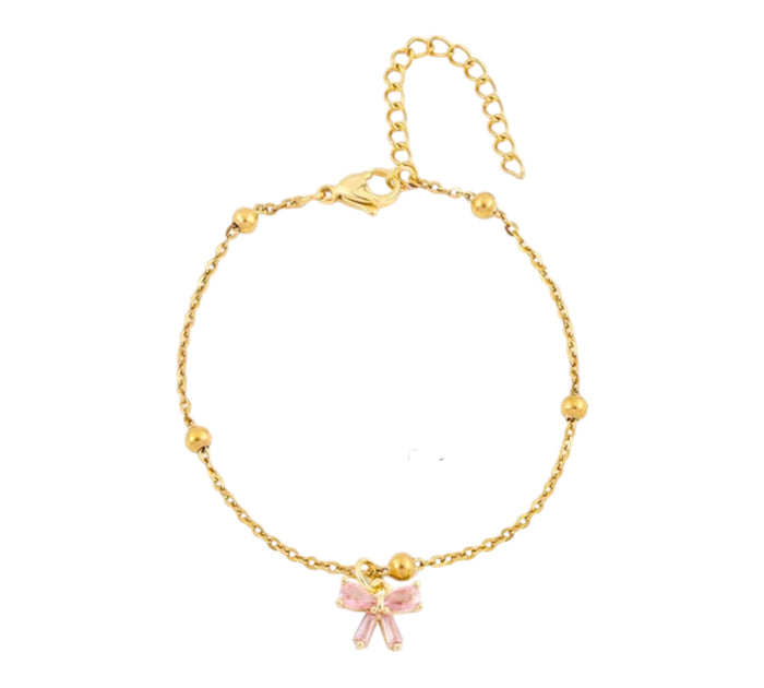 Schleifenarmband Rosa | vergoldet
