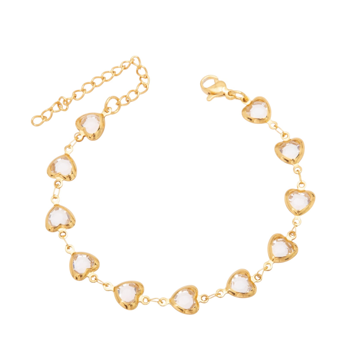 Armband | Herzreihe in gold/weiß