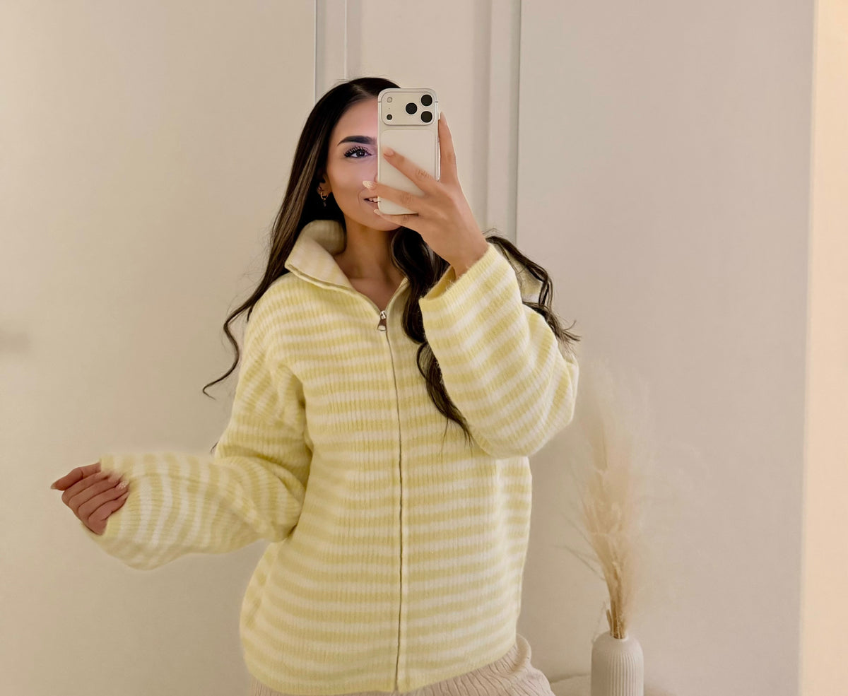 Cloud Stripe Zipper - Gelb