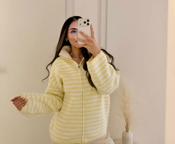 Cloud Stripe Zipper - Gelb