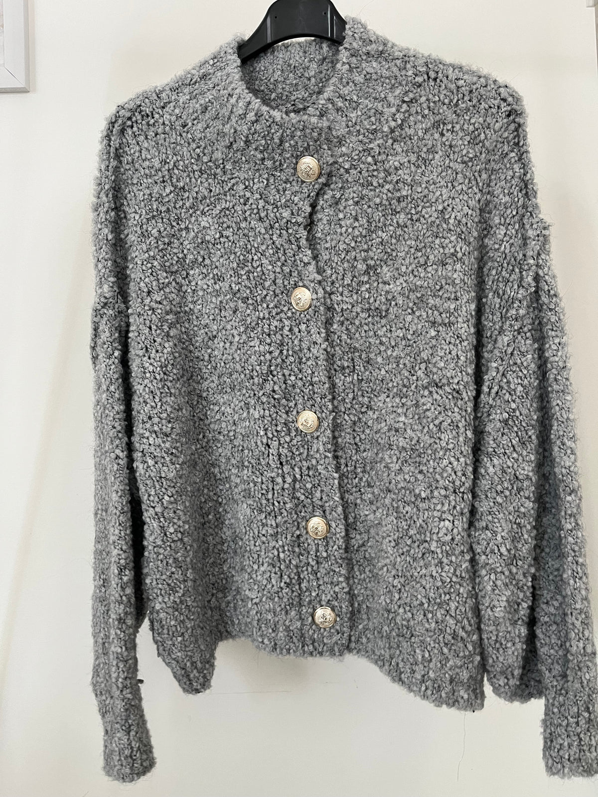 Kuschelige Oversize Strickjacke mit Knöpfen | Grau