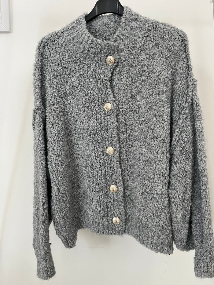 Kuschelige Oversize Strickjacke mit Knöpfen | Grau