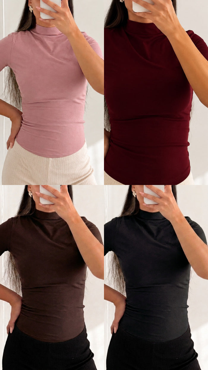 Basic Stretch  – T-Shirt mit Rollkragen | Verschiedene Farben
