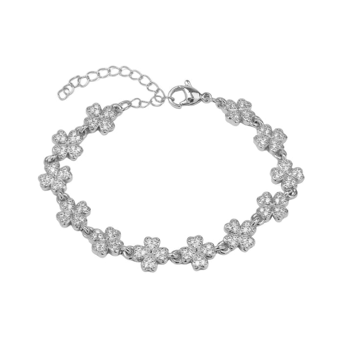 Armband mit Kleeblattreihe | Silber
