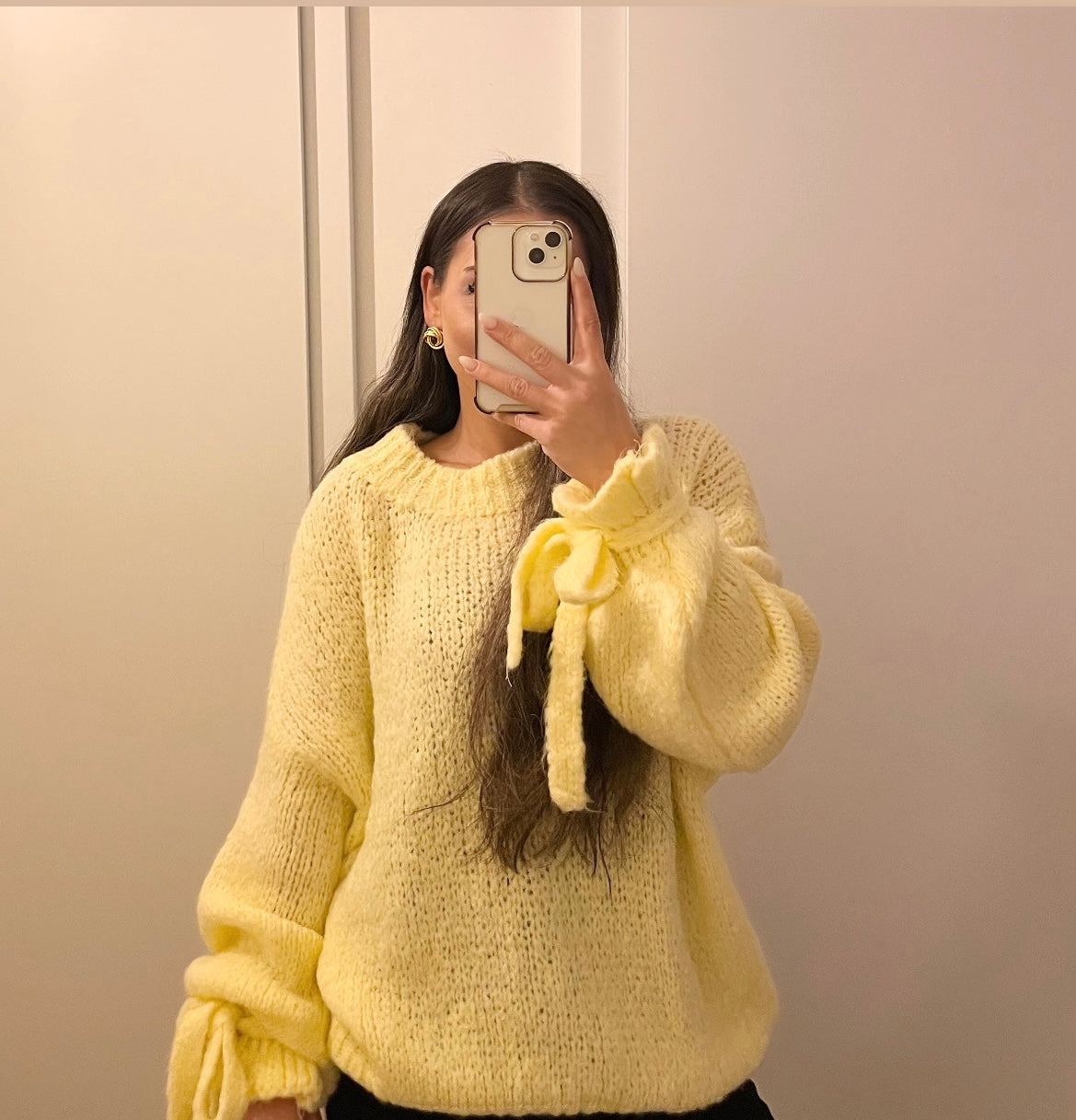 Oversize Pullover mit Schleifenärmeln | Gelb