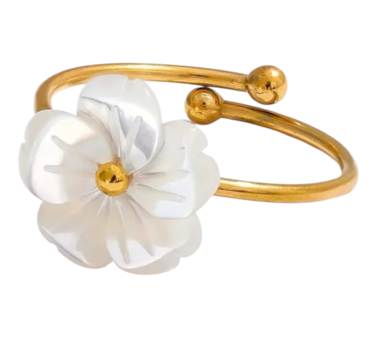 Verstellbarer Ring mit weißer Blüte