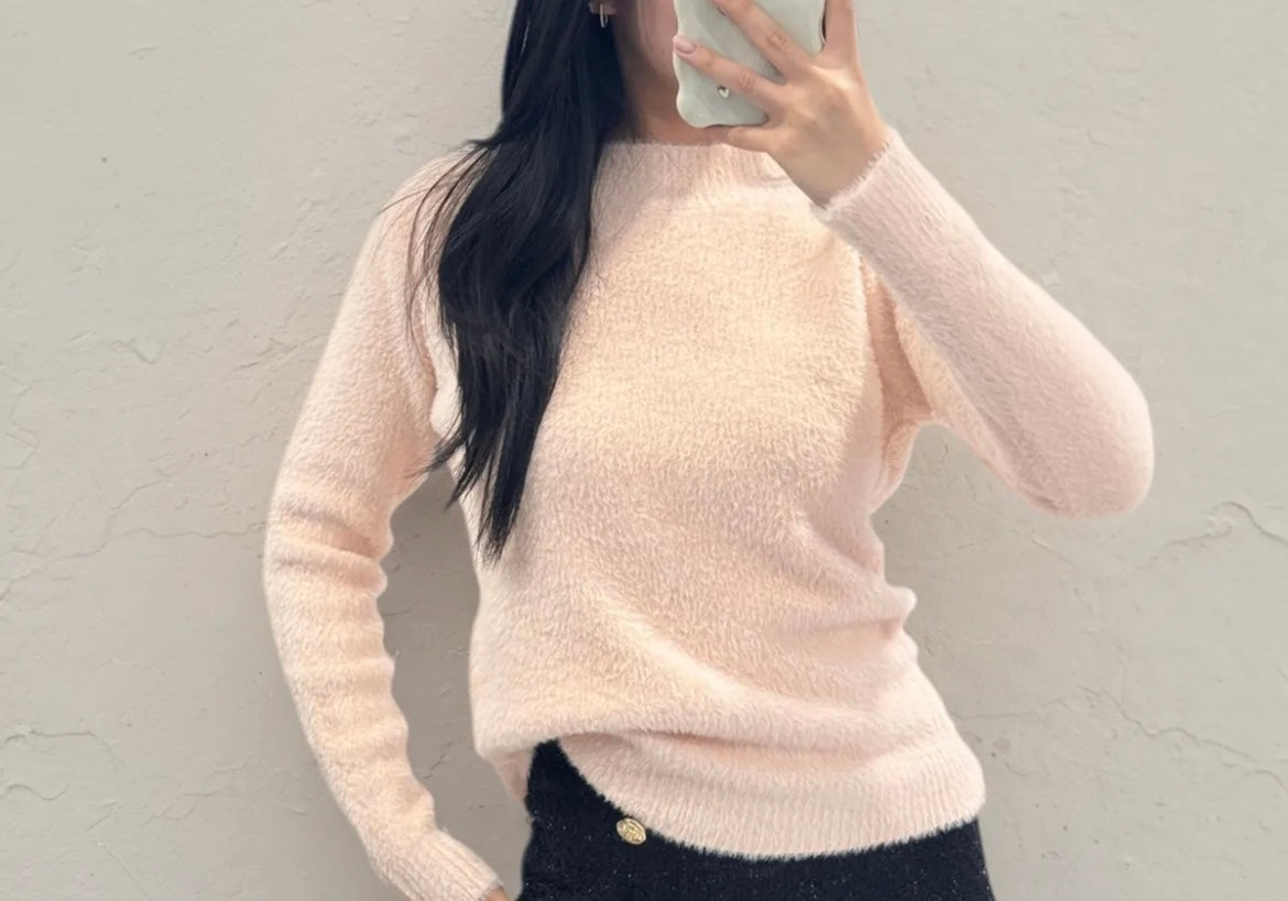 Strickpullover mit Rundhalsausschnitt – Rosa