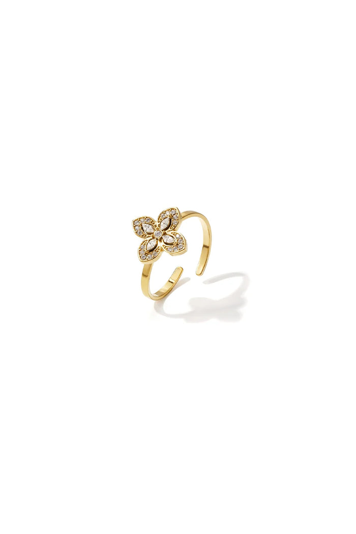 Golden Blossom Ring – Verstellbarer Blumen Ring Gold
