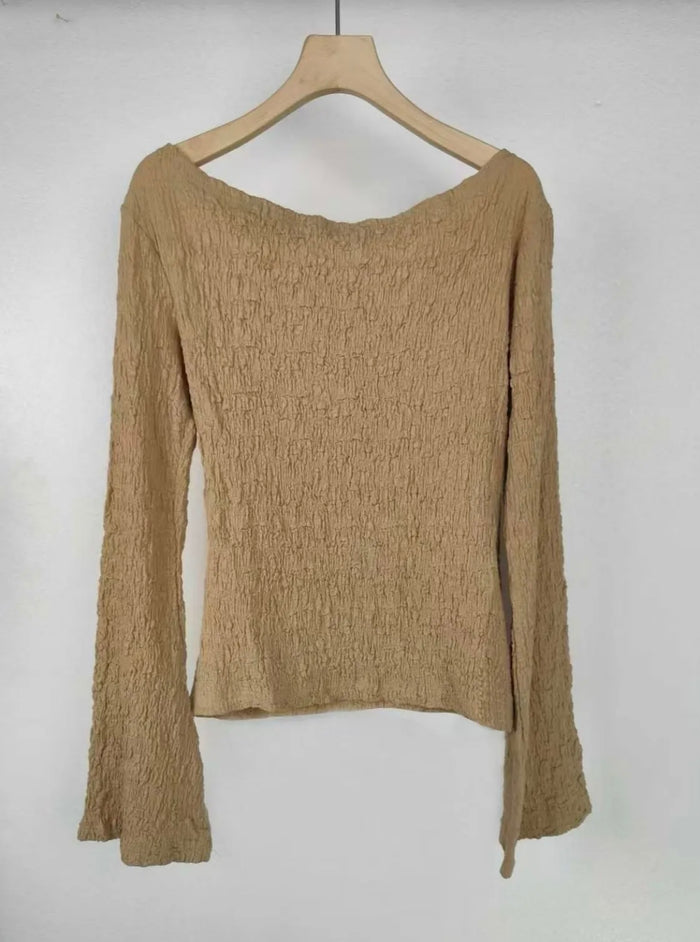 Strukturiertes Stretch-Top | Beige
