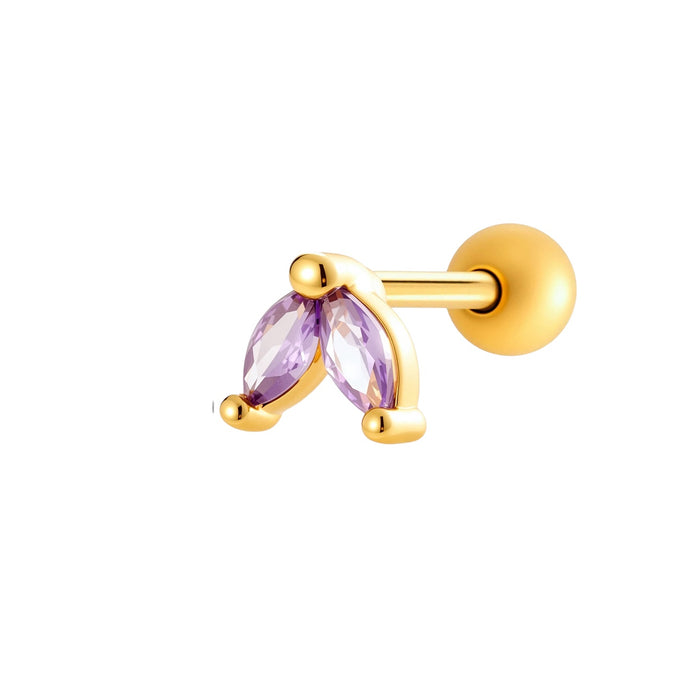 Ohrknorpel Stecker – Edelstahl mit Zirkonia | Lila