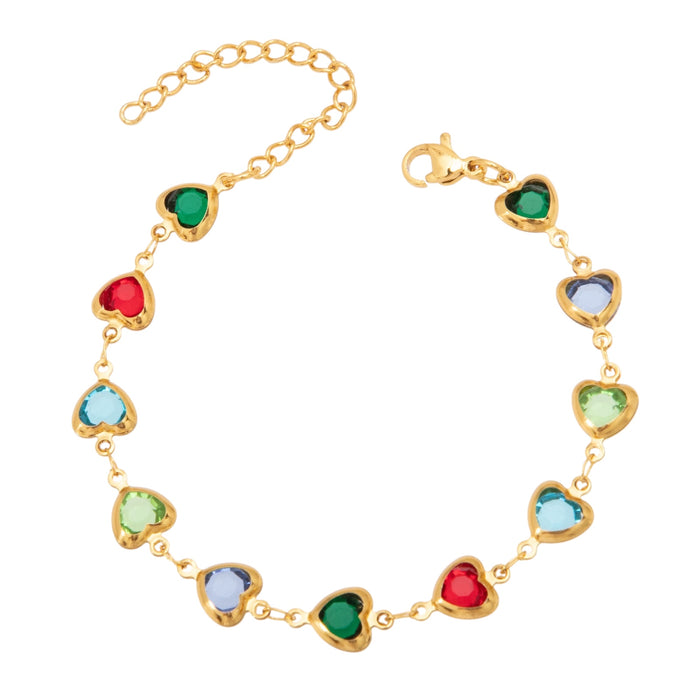 Armband | Herzreihe in gold/bunt