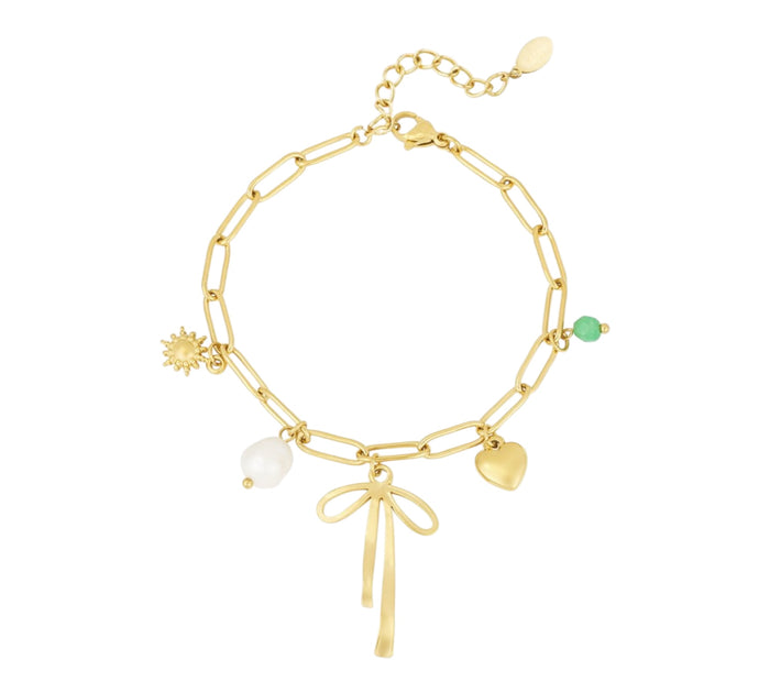 Goldenes Charm Armband mit Schleife