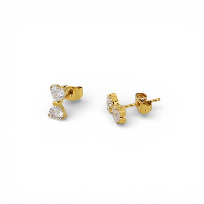 Vergoldete Titan Ohrstecker Schleife mit Zirkonia  | Gold