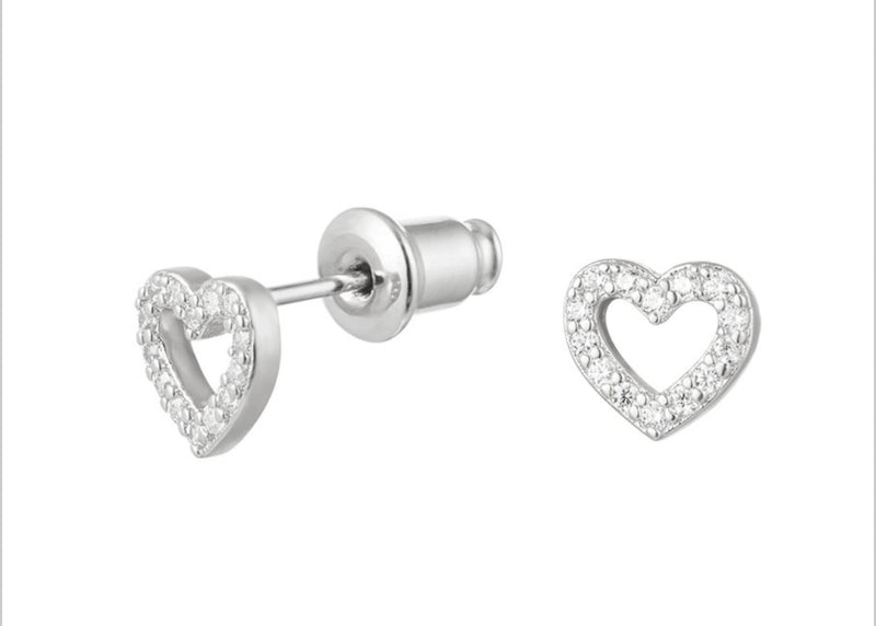 Zarte Herzstecker mit Glitzer | Silber