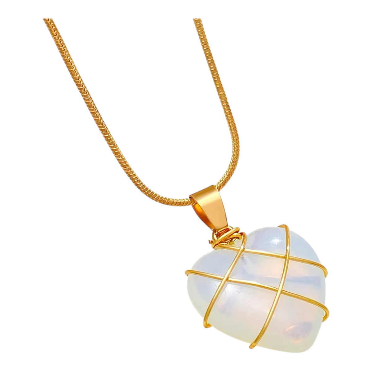 Halskette mit Herz-Anhänger und Edelstein-Optik | Blau