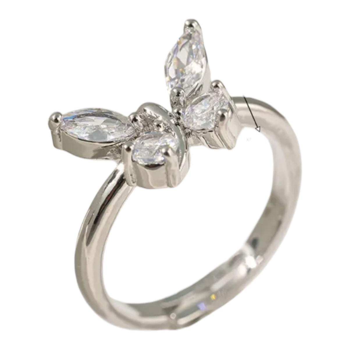 Verstellbarer Ring -  silberner Schmetterling