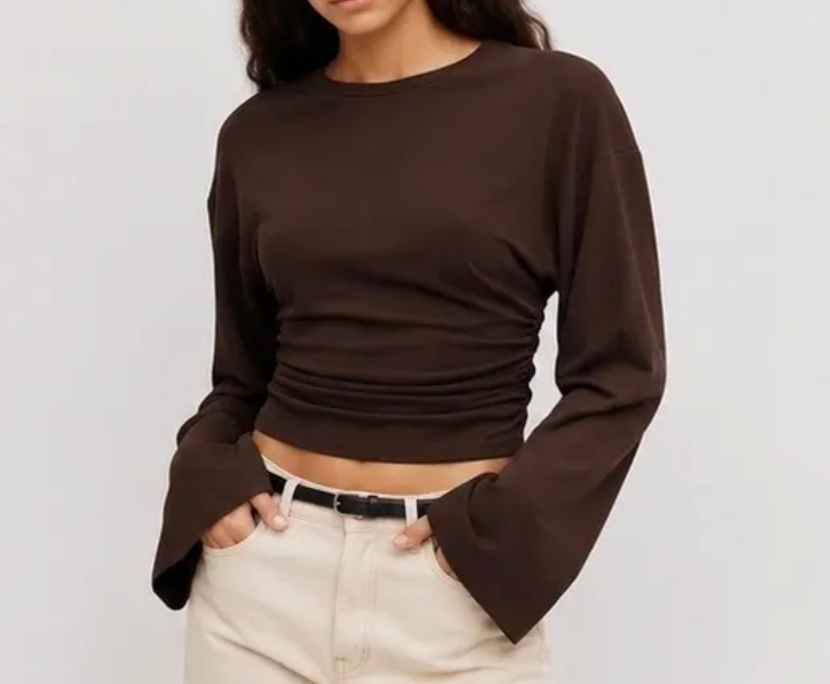 Vorbestellung | Basic Stretch  – Langarmshirt mit Raffung | verschiedene Farben