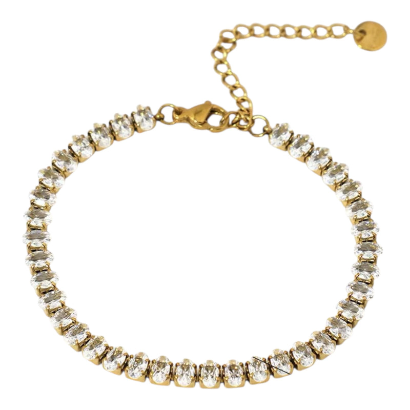 Tennisarmband mit länglichen Zirkonia im Baguette-Schliff