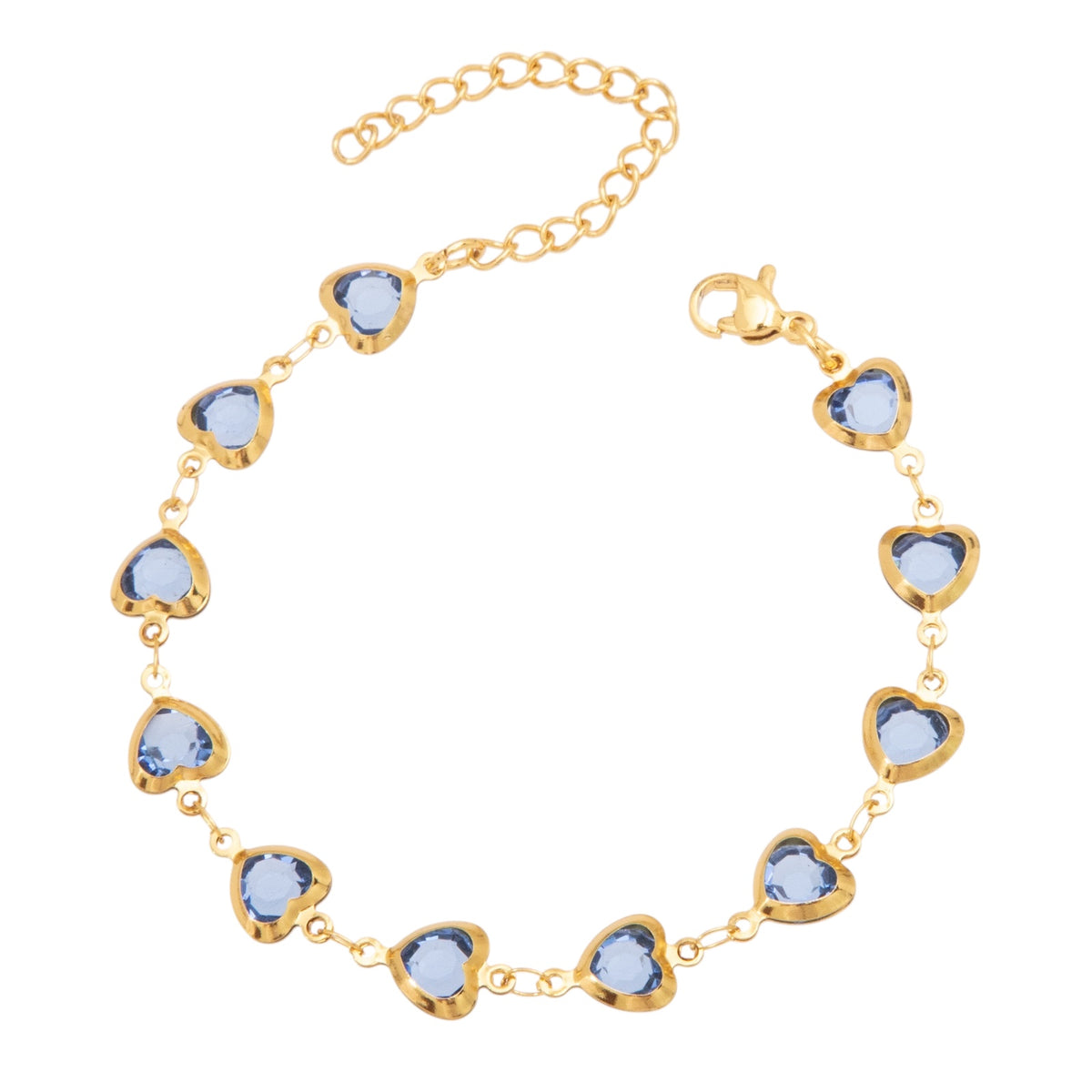 Armband | Herzreihe in gold/blau