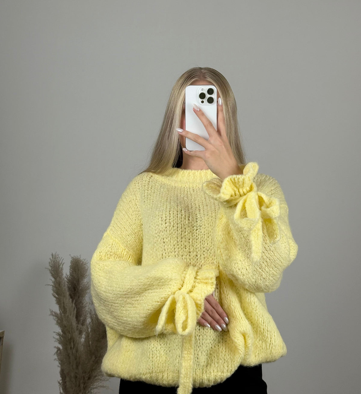 Oversize Pullover mit Schleifenärmeln | Gelb