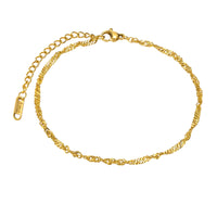 Fußkettchen – gedrehte Gliederkette in Gold