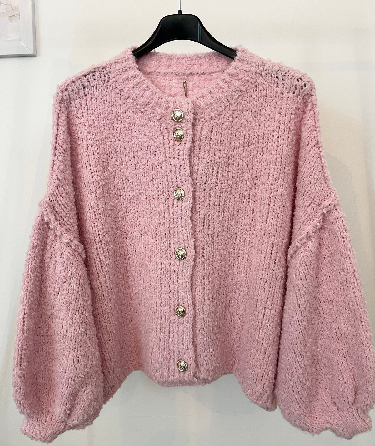 Kuschelige Oversize Strickjacke mit Knöpfen | Rosa