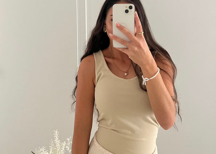 Basic Tanktop mit Stretch | Beige