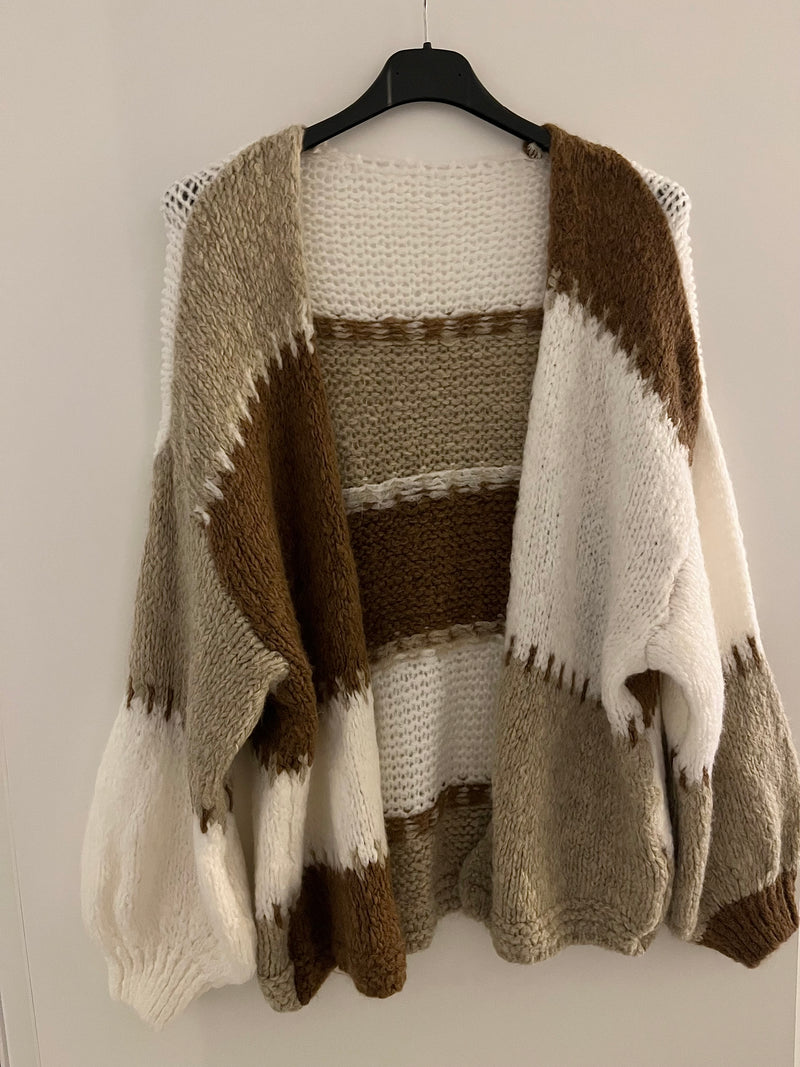 Strickjacke im Colorblock-Stil – Beige